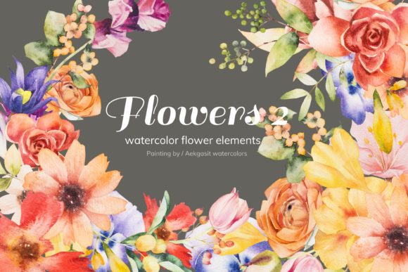 Download Watercolor Flower Elements No 3 - Element Collection