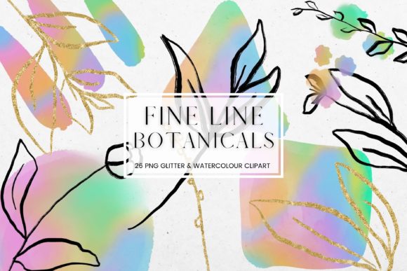 Download Fine Line Floral, Rainbow Watercolor - Fine line Collection
