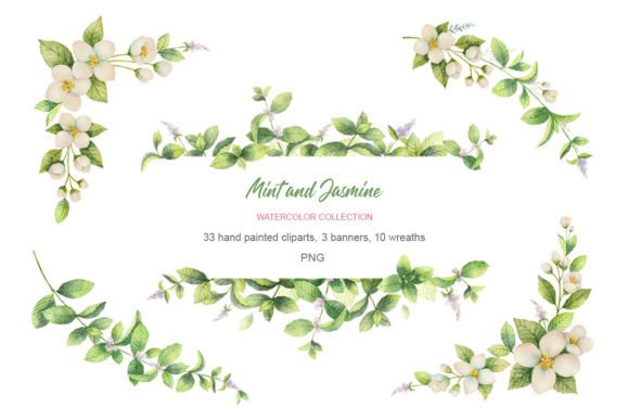 Download Watercolor Flower Elements and Wreaths - Element Collection