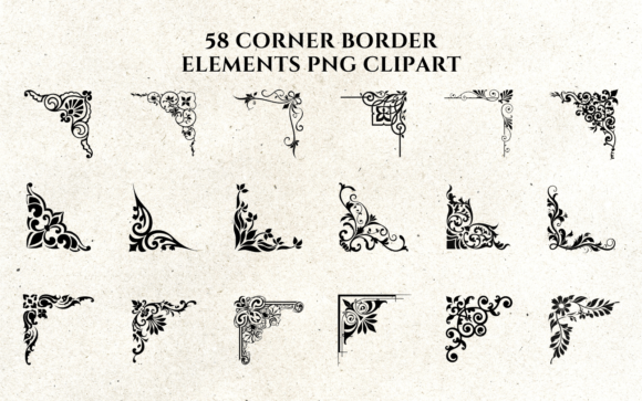 Download 58 Corner Border Elements PNG Clipart - Element Collection