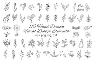 Download 110 Hand Drawn Floral Design Elements - Element Collection