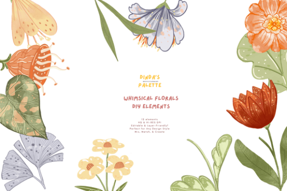 Download Whimsical Florals DIY Elements - Element Collection