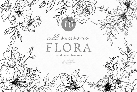 Download Floral Line Art, Fine Line Wildflowers - Fine line Collection