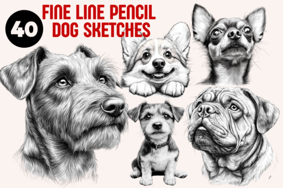 Download Fine Line Dog Breed Pencil Sketch - Fine line Collection