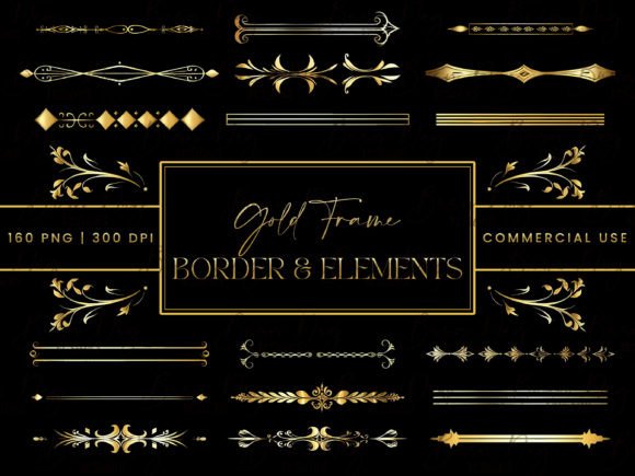 Download Gold Frame Border and Elements Clipart - Element Collection