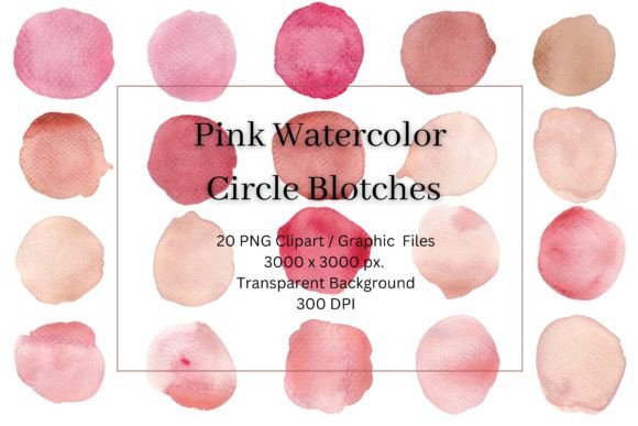 Download 20 PINK WATERCOLOR CIRCLE BLOTCHES PNG - Circle Collection