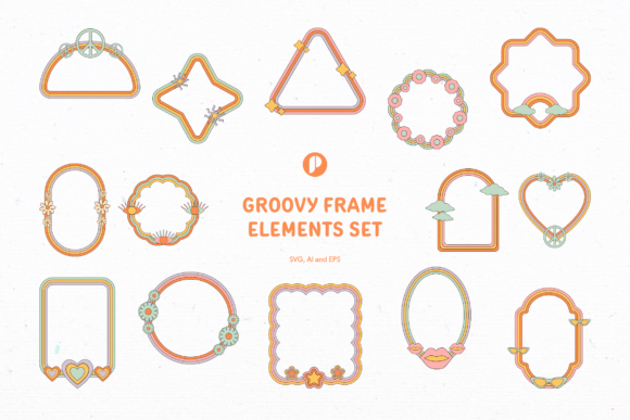 Download Warm Groovy Frame Elements Set - Element Collection