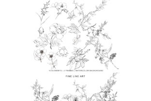 Download Hand Drawn Fine Line Wild Flowers Set - Fine line Collection