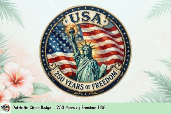 Download Patriotic Circle Badge - 250 Years of Freedom USA - Circle Collection