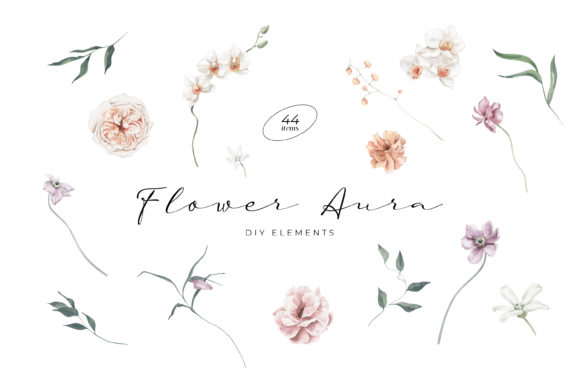 Download Flower Aura Watercolor DIY Elements - Element Collection